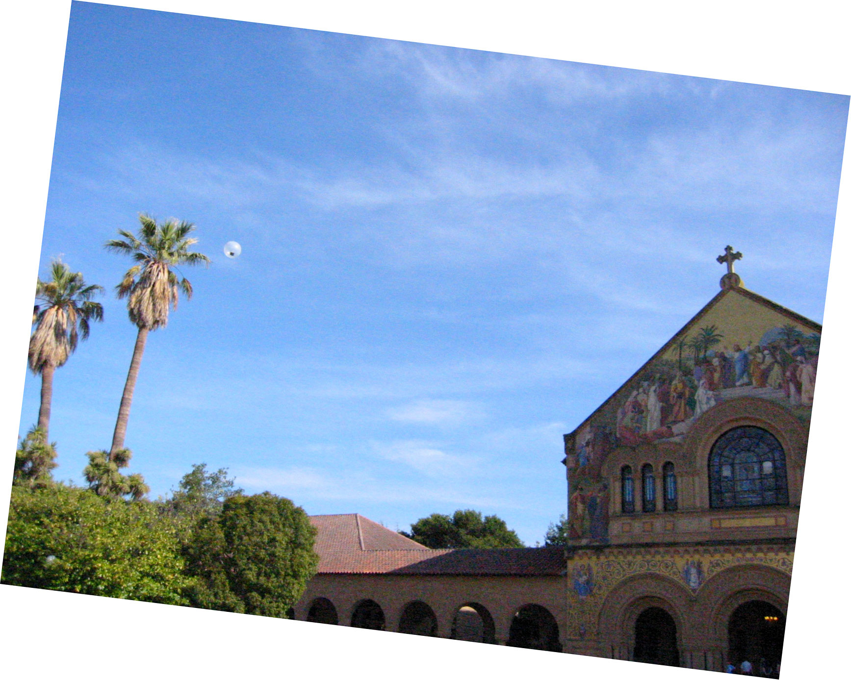 Balloon taking pictures over Stanford Quad